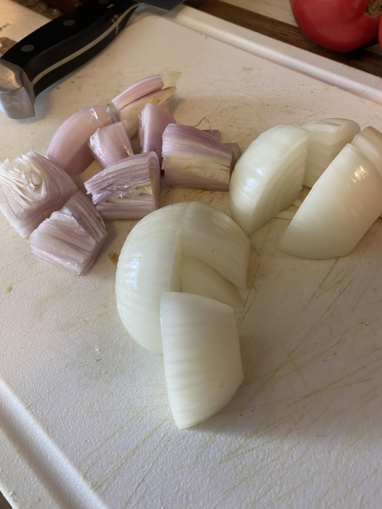 Chopped onion and shallots.