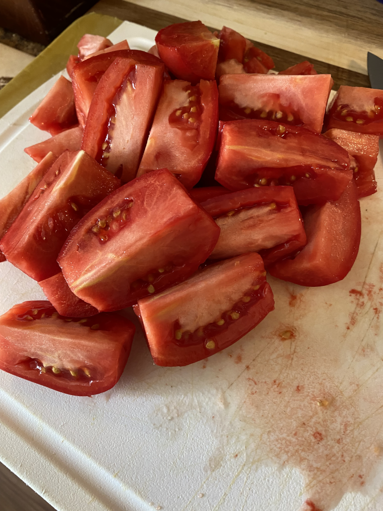 Chopped tomatoes.