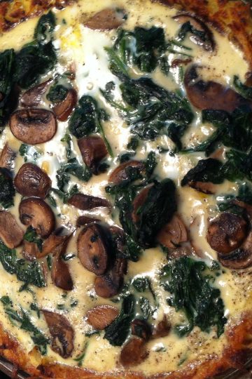 Spinach and Mushroom Quiche with Potato Crust