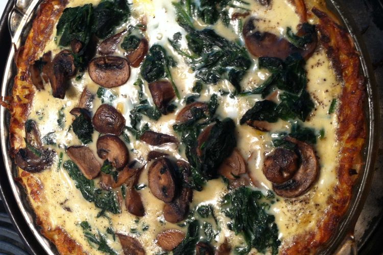 Spinach and Mushroom Quiche with Potato Crust